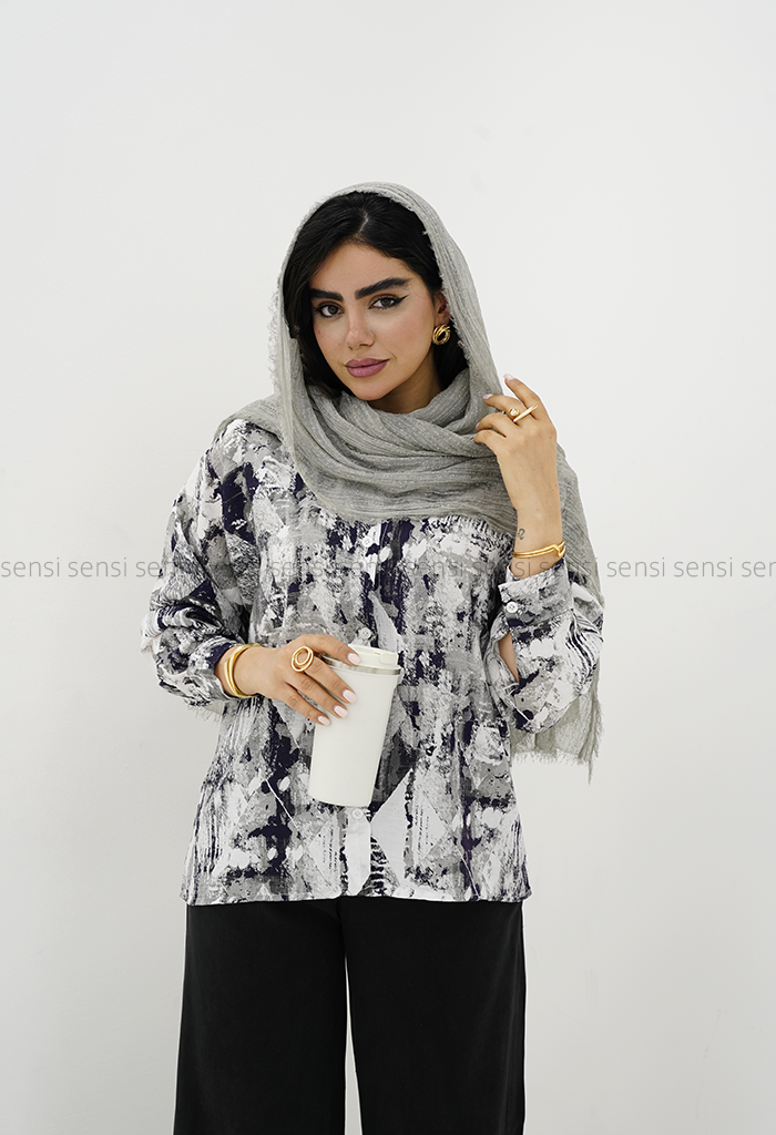 شومیز آبرنگی پری طرح دار کد1006188